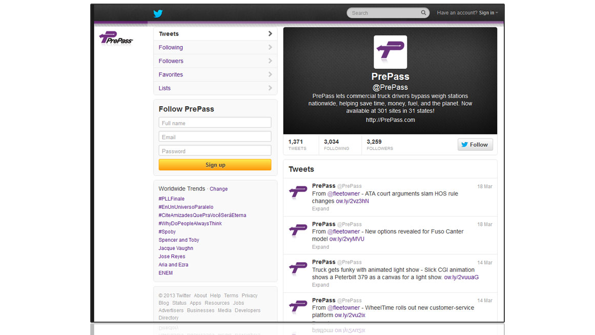 PrePass Twitter Account